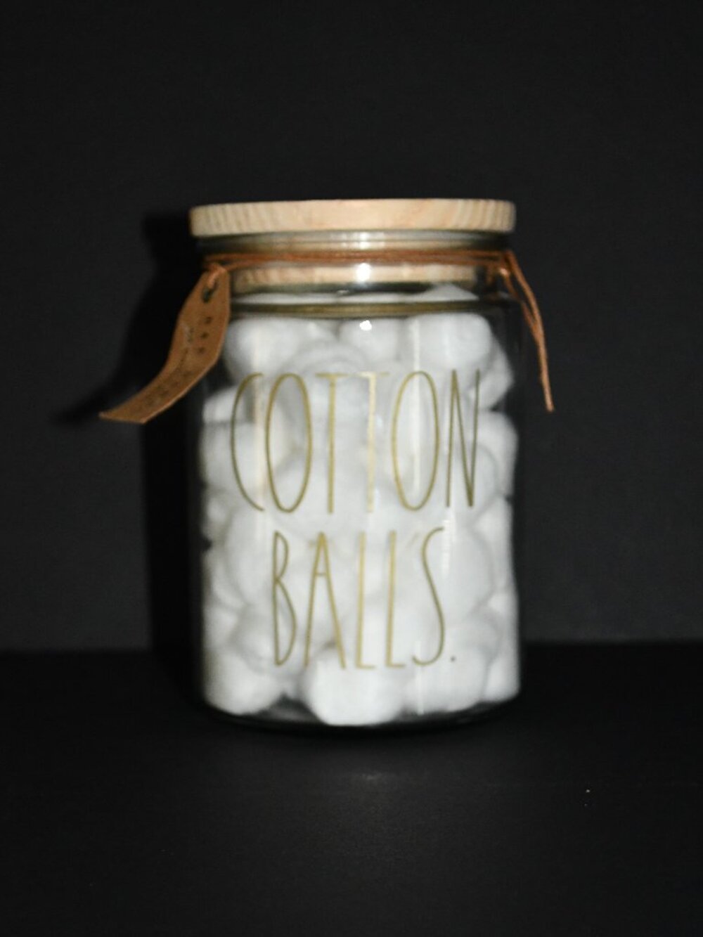 Rae Dunn COTTON BALLS Glass Jar with Lid